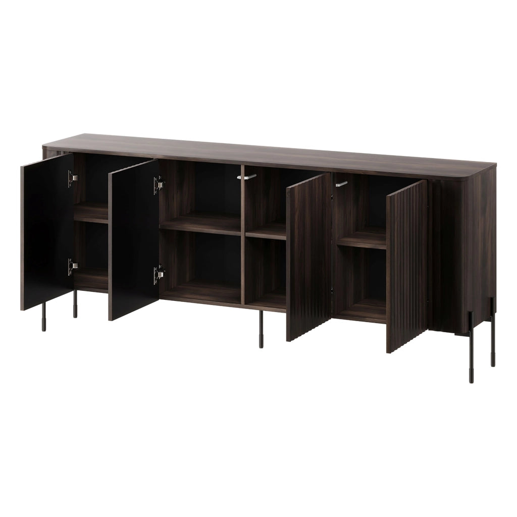 Madia Laion, Credenza 4 Ripiani, 190x40x80h cm Marrone Noce