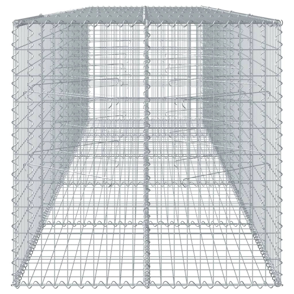Gabbione recinto a gabbia muro di contenimento con coperchio 500 x 100 x 100 cm ferro zincato argento 02_0040169