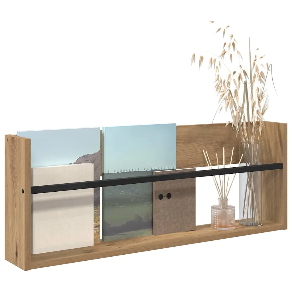 Scaffale per riviste Rovere artigianale 80 x 12 x 30 cm 890814