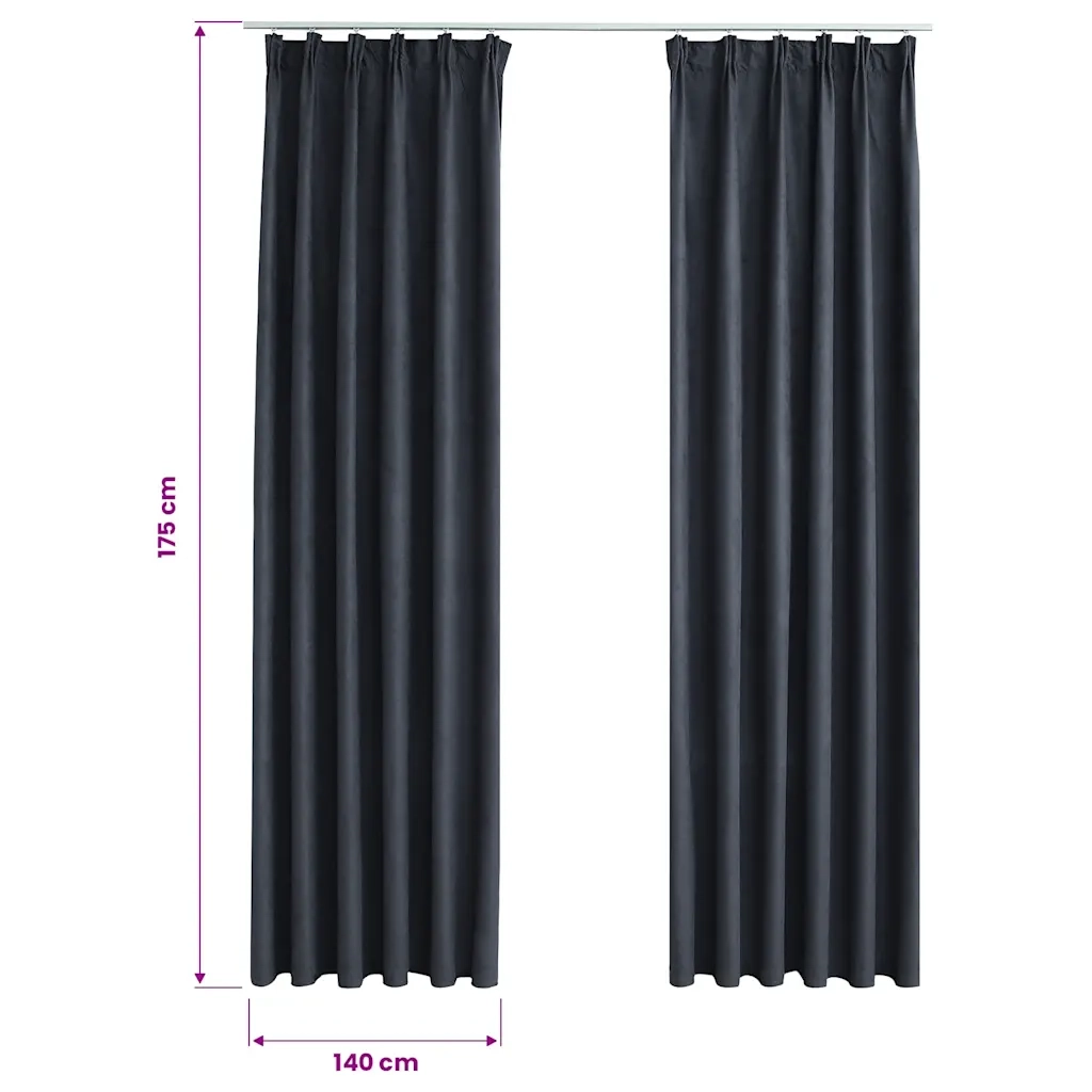 Tende Oscuranti con Ganci 2 pz Antracite 140x175 cm 134461