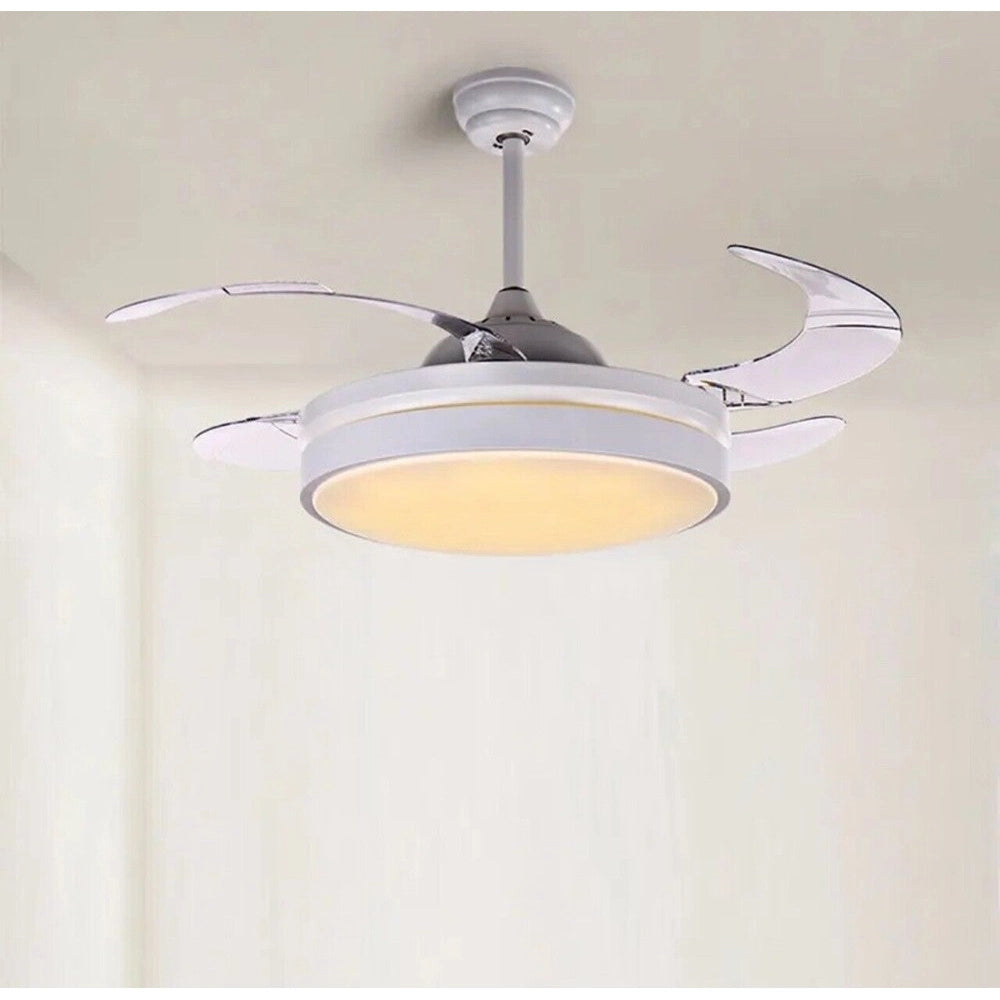 Trade Shop - Plafoniera Moderna Led Con Ventilatore Soffitto Cambia 3 Luci Telecomando F7189 -
