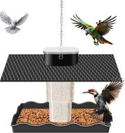 Stazione alimentare per uccelli – Opportuna, robusta e affidabile stazione alimentare per uccelli, ideale per alimenti per uccelli selvatici, casetta per uccelli da appendere nel giardino, sul balcone e sul terrazzo (nero)