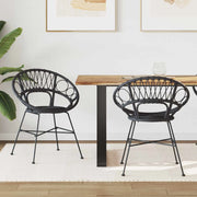 Sedia da pranzo 2 pcs Nero 49 x 51 x 81 cm Rattan e Ferro 42011561