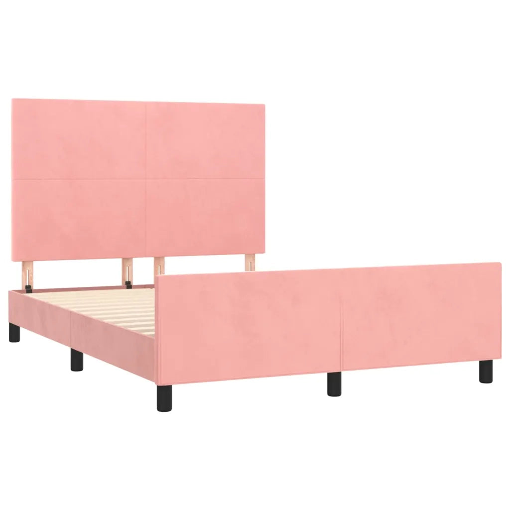 Giroletto con Testiera Rosa 140x190 cm in Velluto 3125634