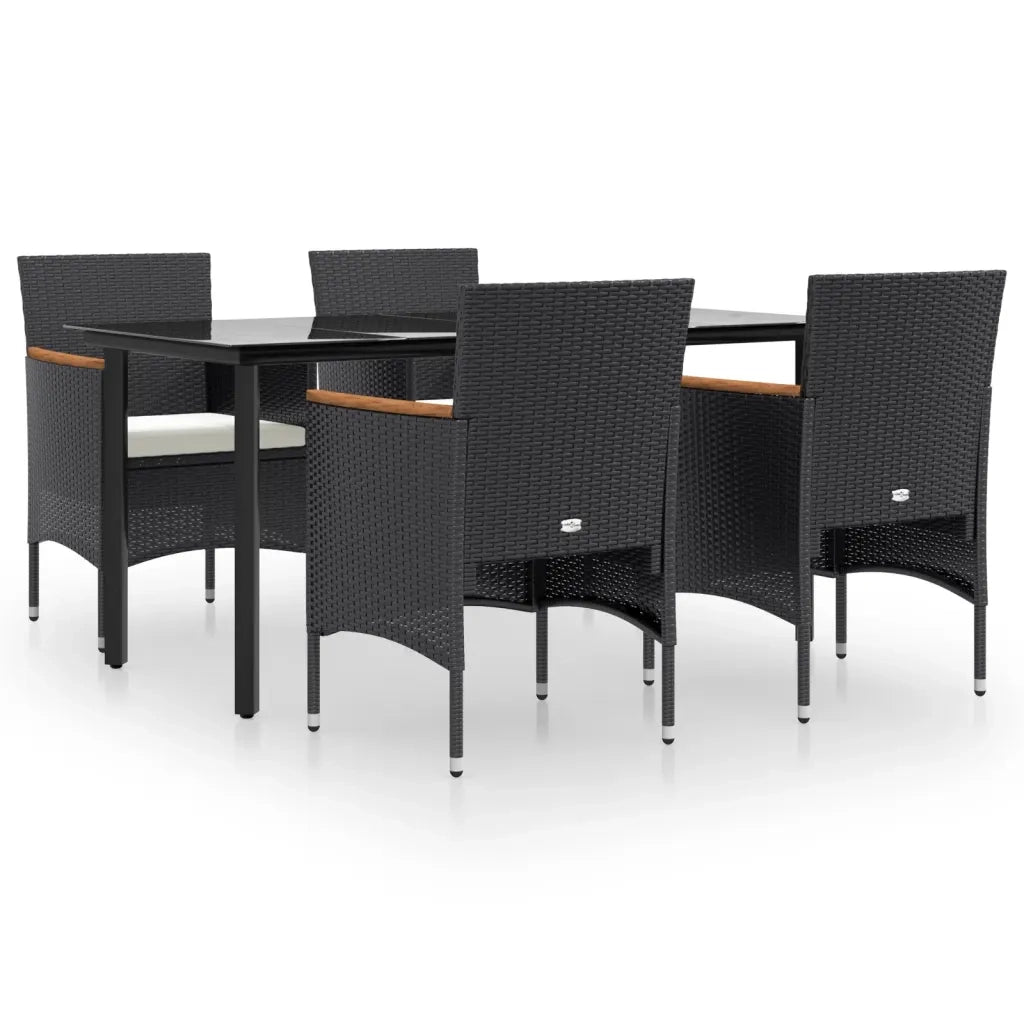 Set da Pranzo da Giardino 5 pz con Cuscini Nero 3156632