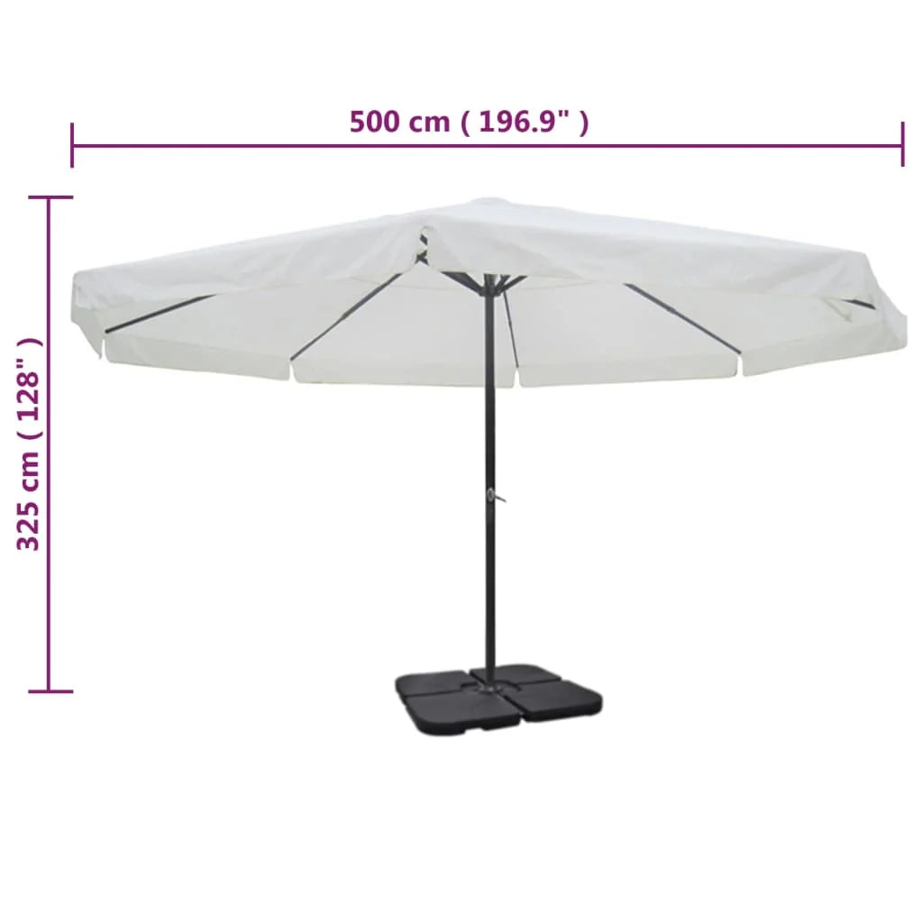 Grande ombrellone da esterno diametro 5 m in alluminio con base mobile bianco 02_0008145