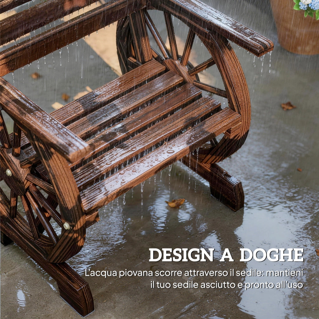 Sedia da Giardino in Legno con Schienale e Braccioli ¨C zephmum ¨C 66x55x90 cm, Legno Carbonizzato