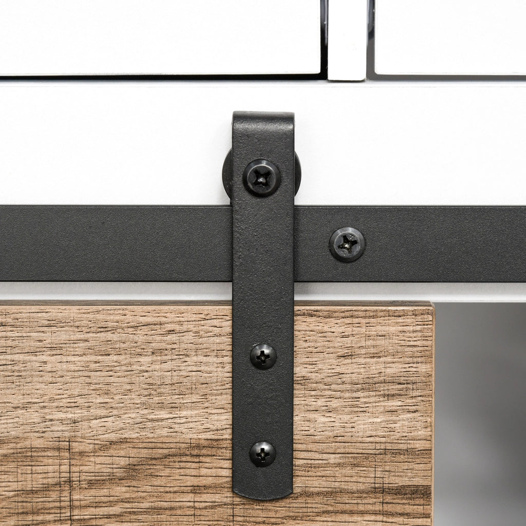 Mobile da Cucina Rustico con 2 Cassetti, Ripiani Aperti e Portabottiglie, in Legno e Metallo, 80x39x86 cm