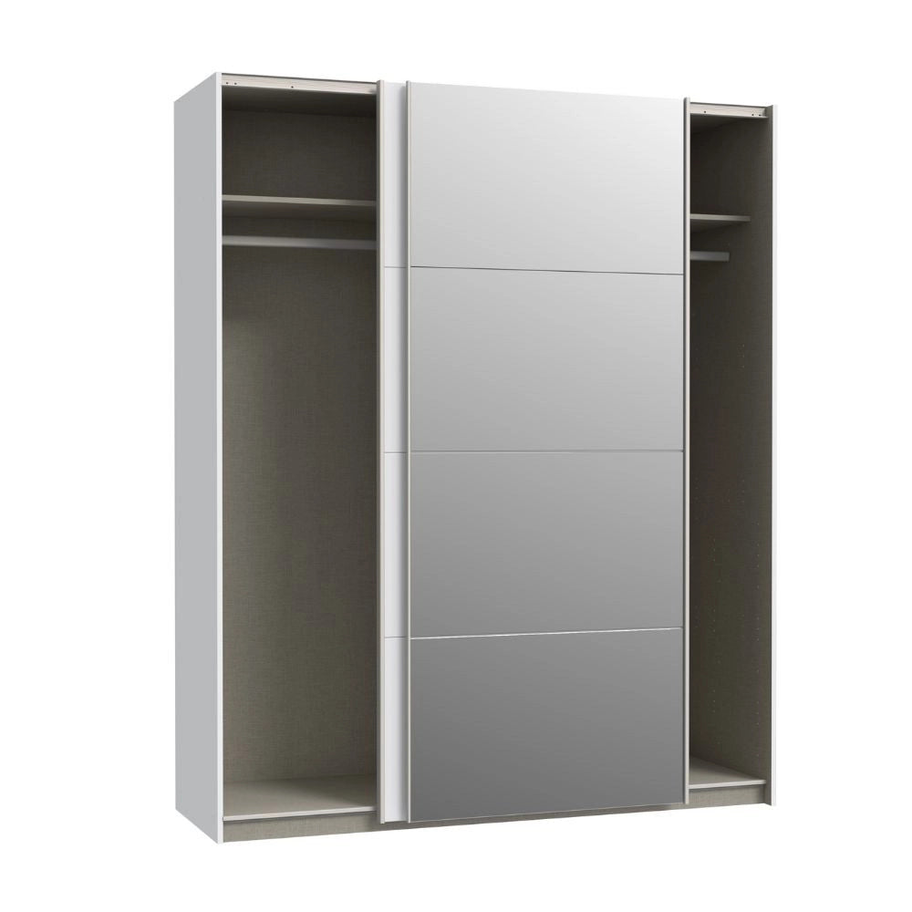 Armadio Elio 2 ante scorrevoli bianco con anta a specchio 170x61x210.5H