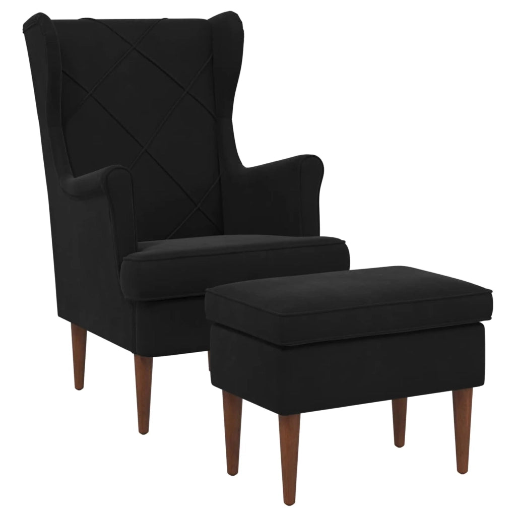Poltrona con Ottomano 2 pz Nero Velluto 3418846