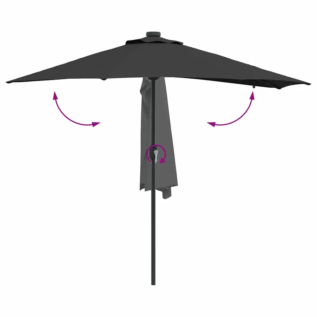 Ombrello da giardino-Ombrellone da spiaggia Nero 294 x 150 x 223 cm