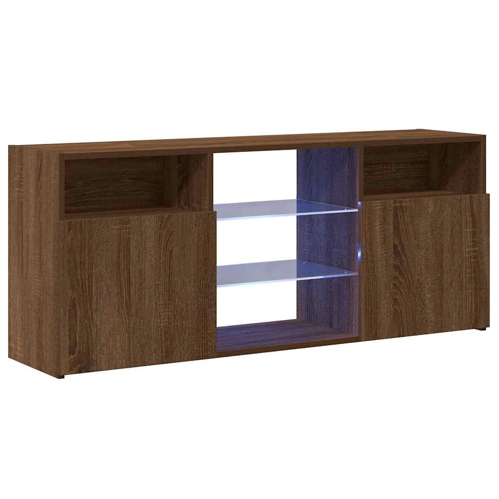 Mobile TV multimediale scaffale TV credenza mobile TV per sala da pranzo soggiorno camera da letto con luci LED rovere 120 x 30 x 50 cm marrone 02_0026666