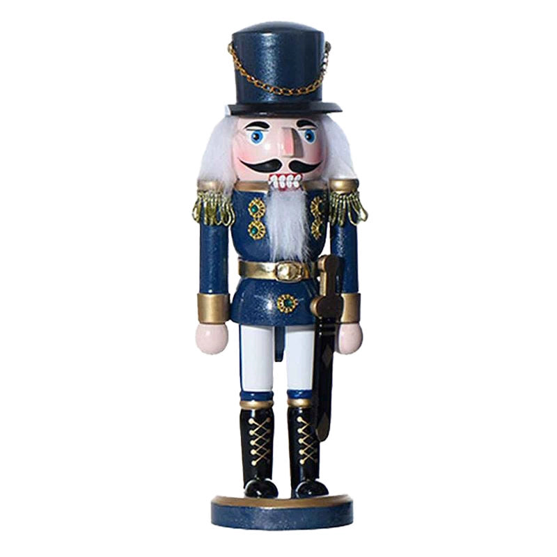 1 Pezzo Schiaccianoci di Natale in Legno Altezza 25cm Serie Rossa e Blu