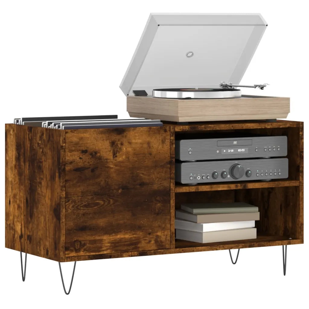 Mobile Porta Dischi Rovere Fumo 85x38x48 cm Legno Multistratocod mxl 82116