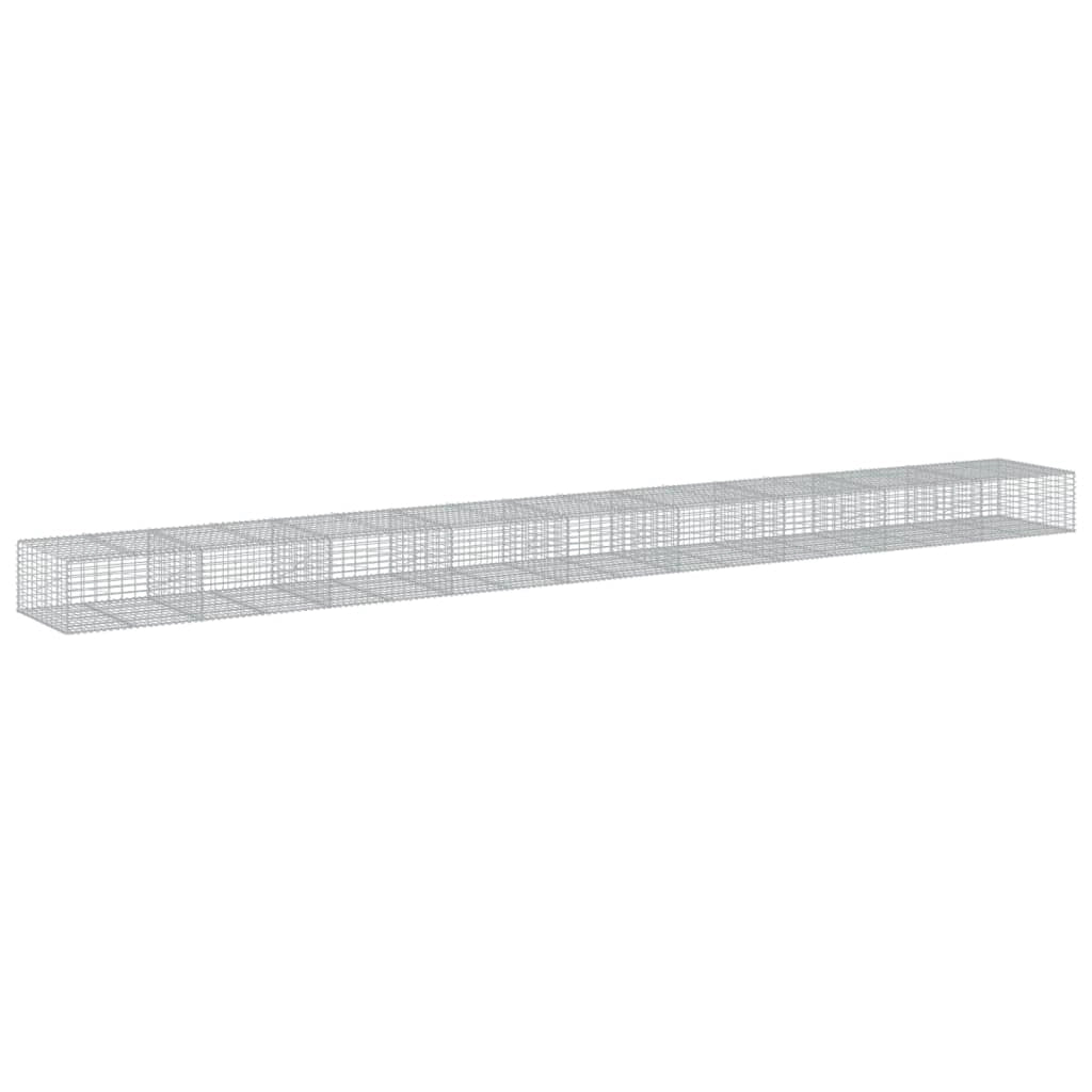 Cesto gabbione recinzione gabbia muro di contenimento con coperchio 900 x 100 x 50 cm ferro zincato argento 02_0040212