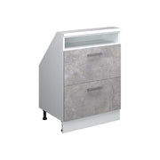 Mobile cucina sottotetto R-Line Calcestruzzo/Bianco 60 cm con 2 cassetti Vicco