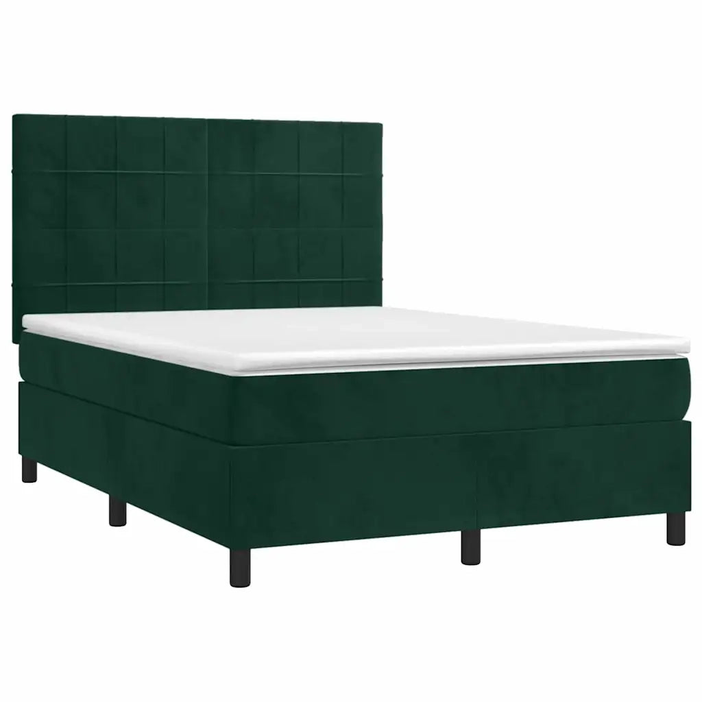 Giroletto a Molle con Materasso Verde Scuro 140x200 cm Velluto 3143028