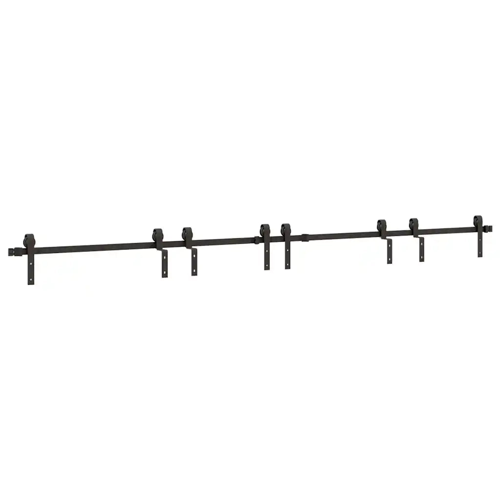 Kit di Binari per Porte Scorrevoli 366 cm Acciaio Nero CFW1419320