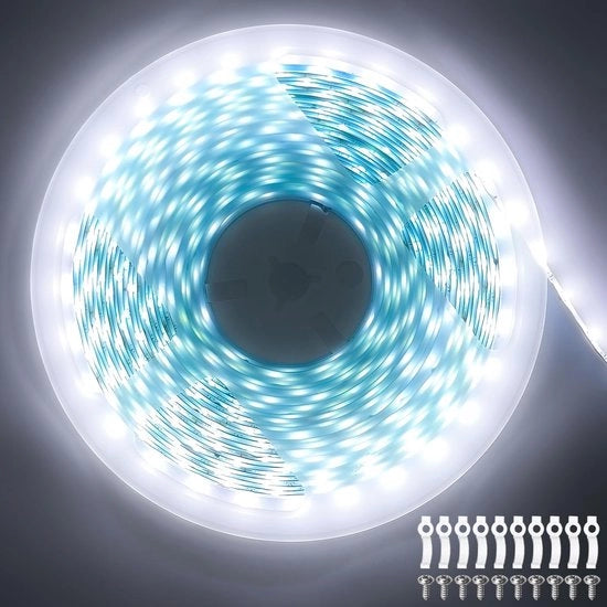 Striscia LED a LED 10M 24V Acqua Resistente Bianco Freddo Flessibile e Tagliabile per Decorazione
