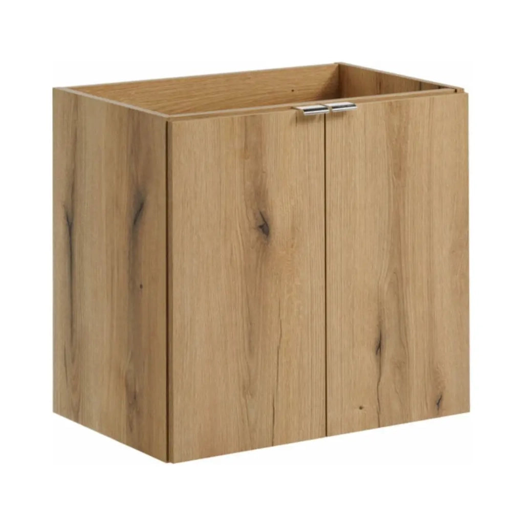 Set da bagno sospeso VANO in rovere e nero 140cm: mobiletti sotto lavabo con armadietti + piano per lavabo
