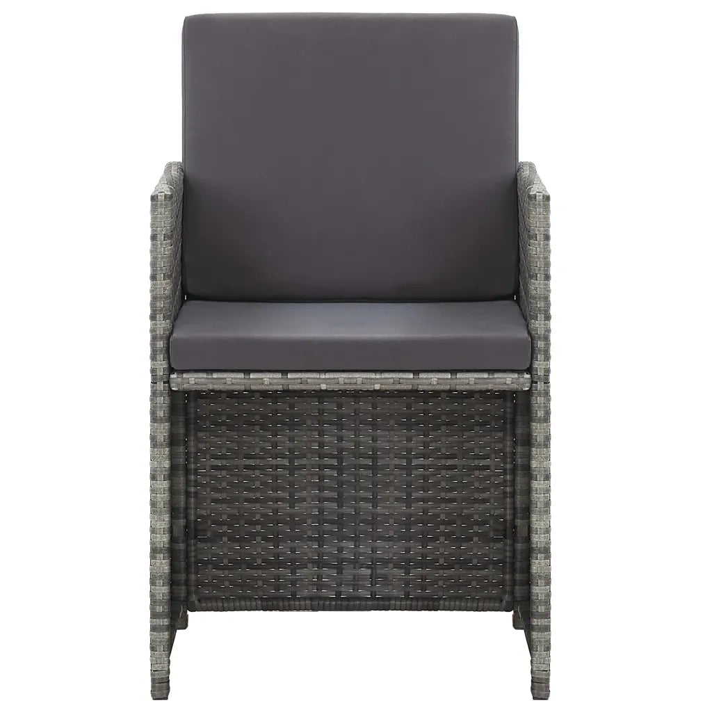Set da Pranzo da Giardino 15 pz e Cuscini Polyrattan Antracite 46426