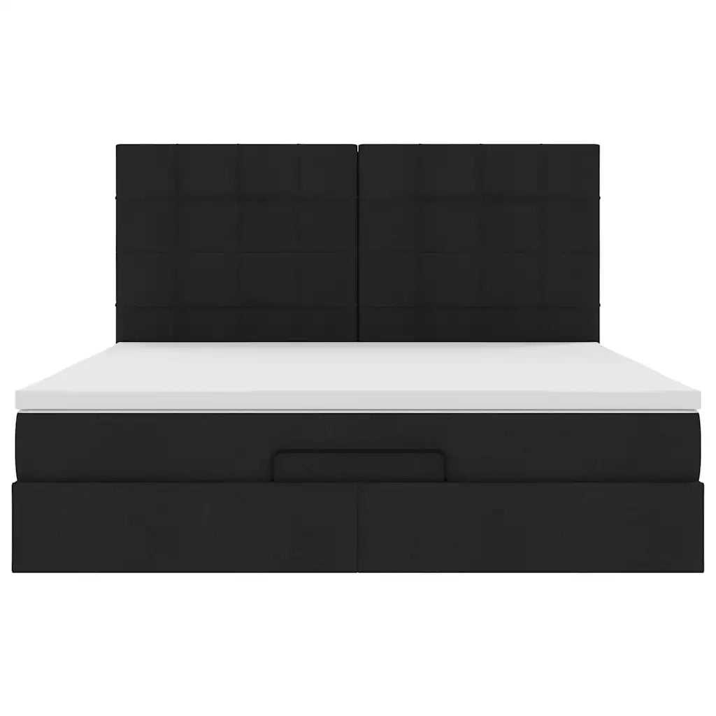 Struttura Letto Pouf con Materasso Nero 180x200 cm in Tessuto 3314026