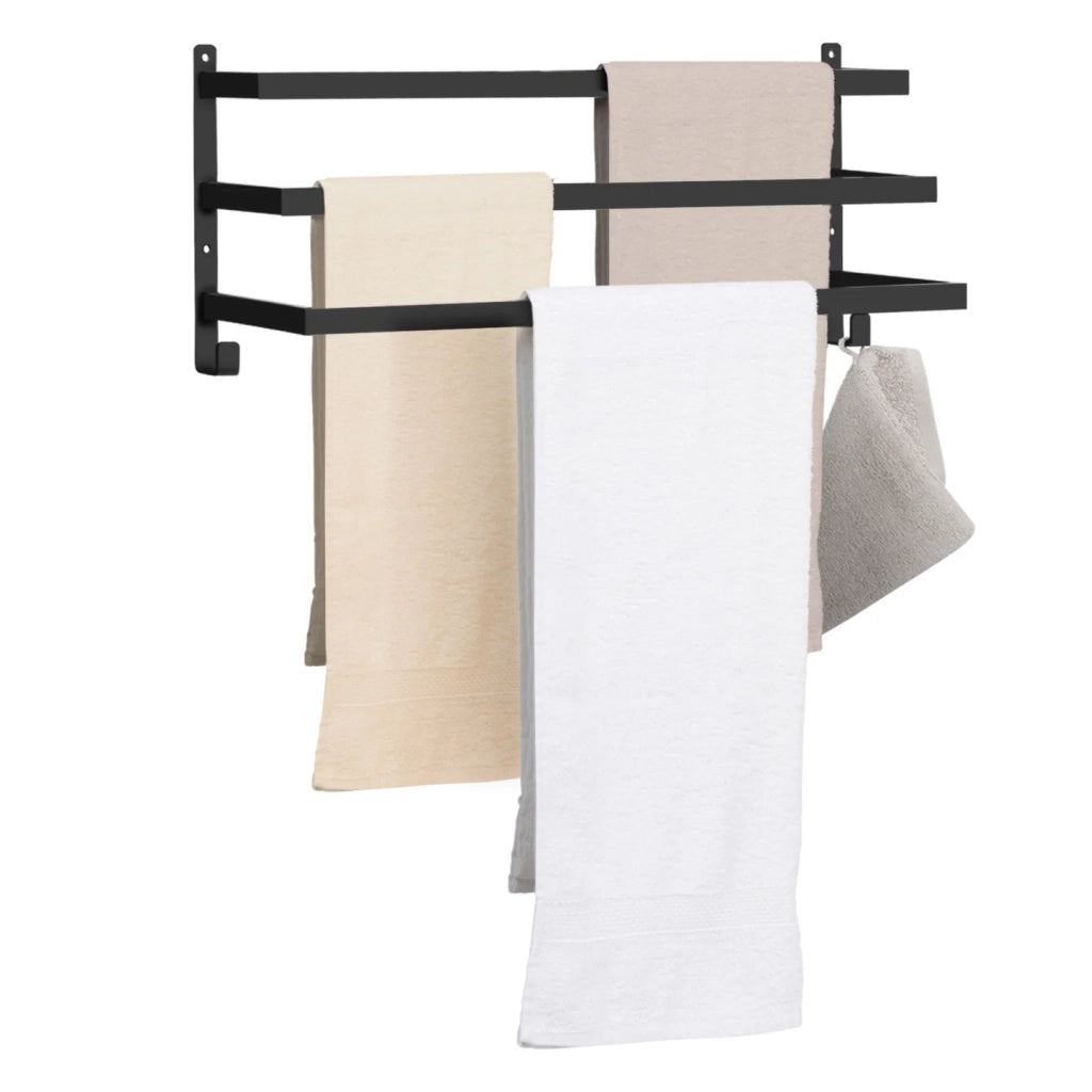IDMarket - DALLAS portasalviette a muro a 3 livelli in metallo nero dal design industriale
