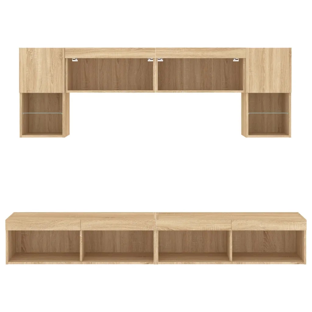 Mobili TV a Muro con LED 6pz Rovere Sonoma Legno Multistrato 3216706