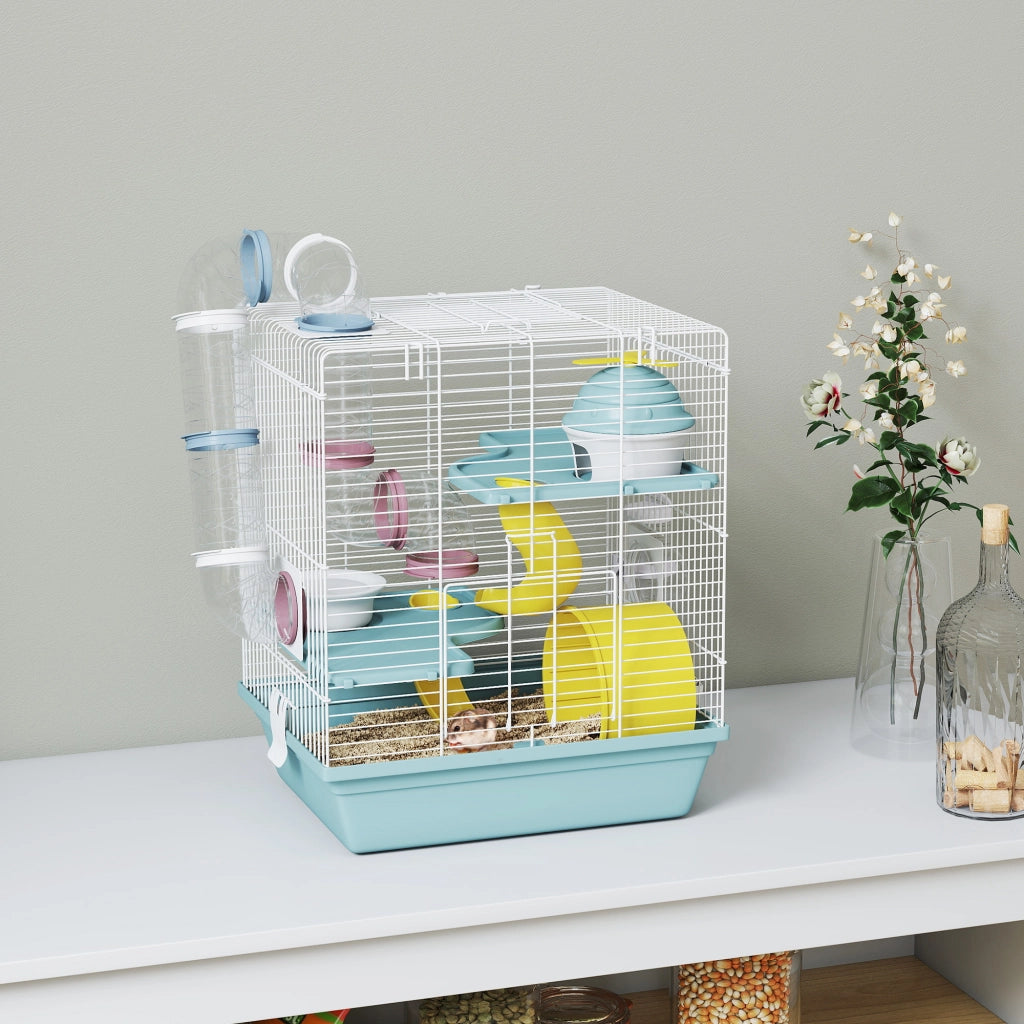 Casetta 3 Livelli per Criceti con Tubi e Accessori ¨C zephmum ¨C Grigio 34.5x27.5x41 cm