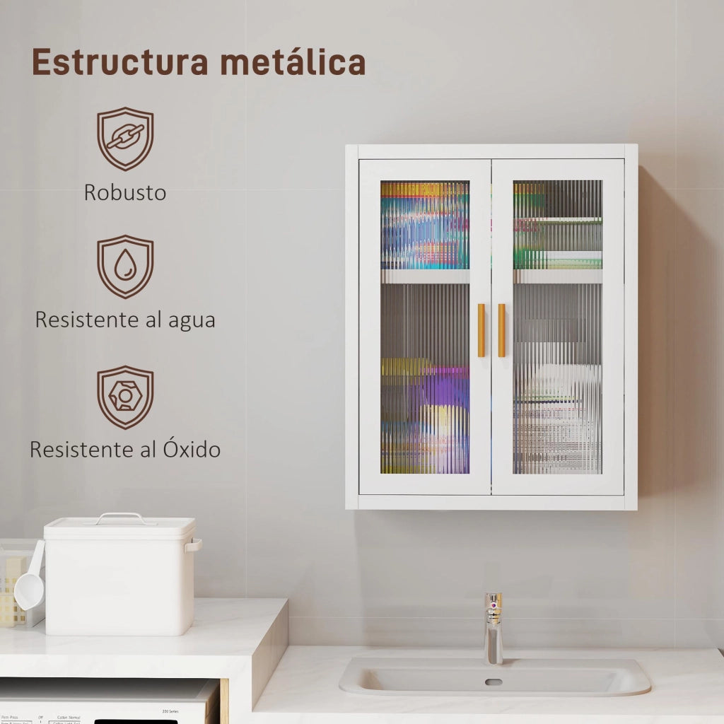 Armadietto Bagno Sospeso ¨C zephmum ¨C Bianco Acrilico con Ripiano Regolabile
