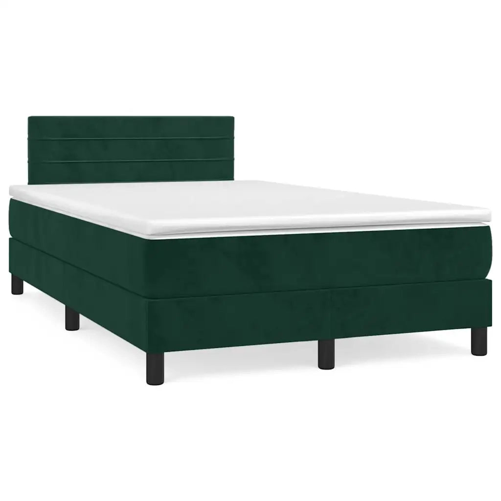 Giroletto a Molle con Materasso Verde Scuro 120x190 cm Velluto