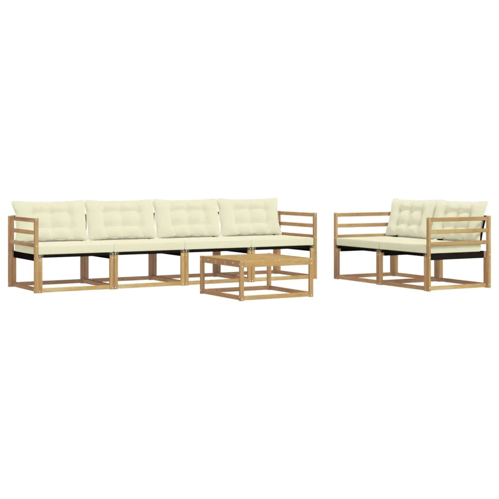 Set di divani da esterno 7 pcs Bianco e Crema 79 x 79 x 37 cm