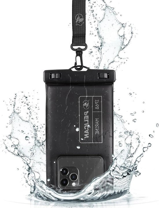 Custodia acqua resistente IP68 (dimensioni standard) - impermeabile galleggiante - per iPhone 14 Pro Max/ 13 Pro Max/12 Pro Max/11/S22 Ultra/Pixel 7 - con cinturino rimovibile
