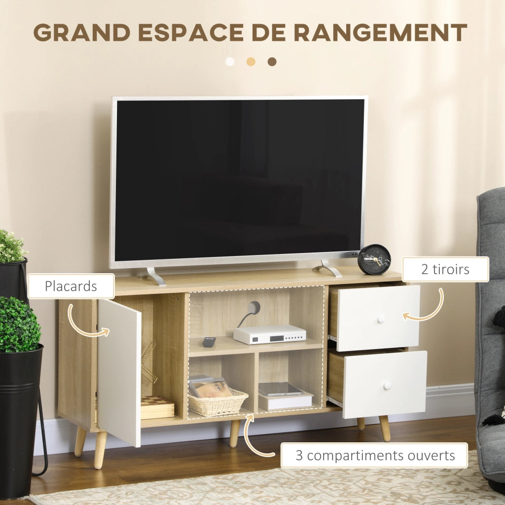 Mobile TV scandinavo in legno massello ¨C Xylo ¨C 3 ripiani 1 anta 120x30x60cm