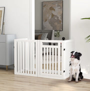 Cancelletto Divisorio Pieghevole Senza Fori con 4 Pannelli e Porta, Bianco, 240x81 cm