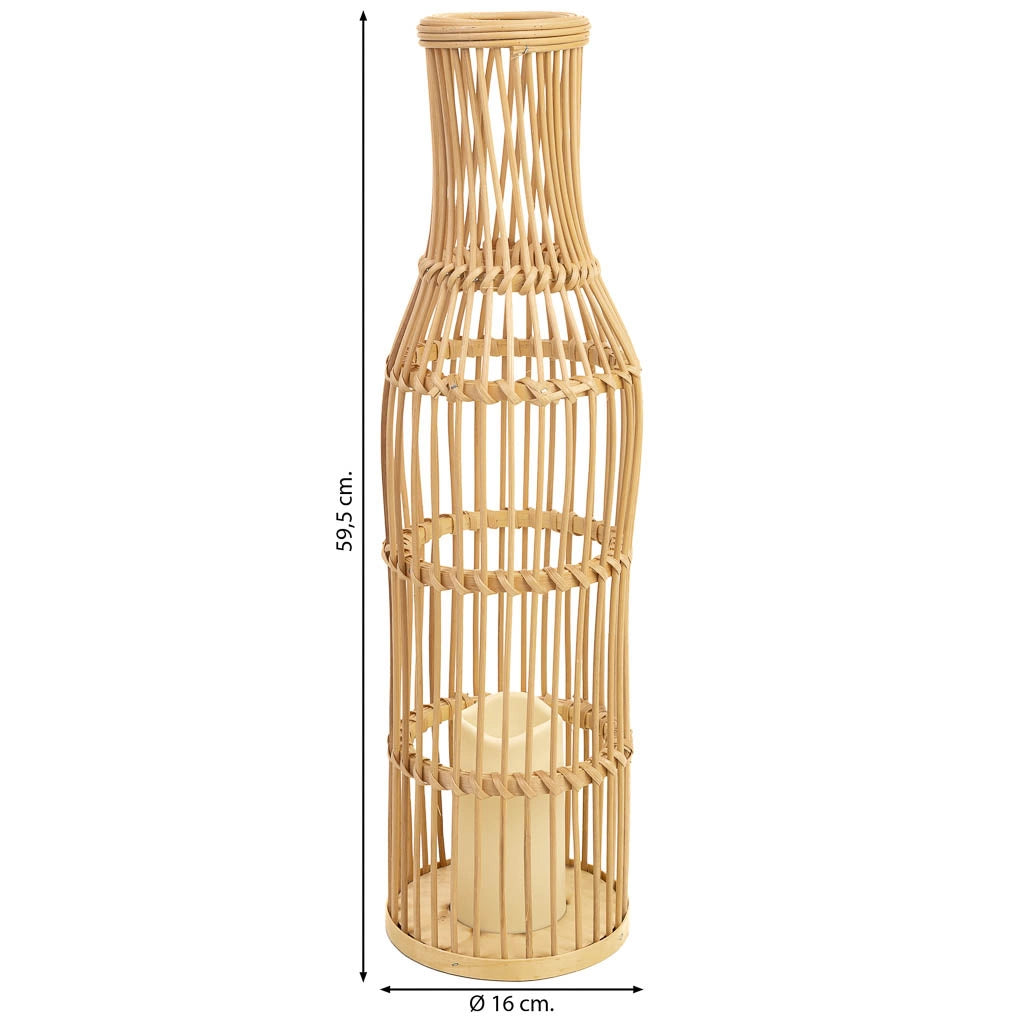 Vaso in rattan intrecciato con candela a batteria D16x59,5h cm