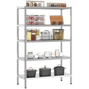 Scaffale 5 Livelli Regolabile ¨C Minimal ¨C Acciaio Inox 91x40x139 Argento