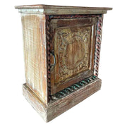Comodino in legno con finitura artigianale marrone, 52x30x56h cm