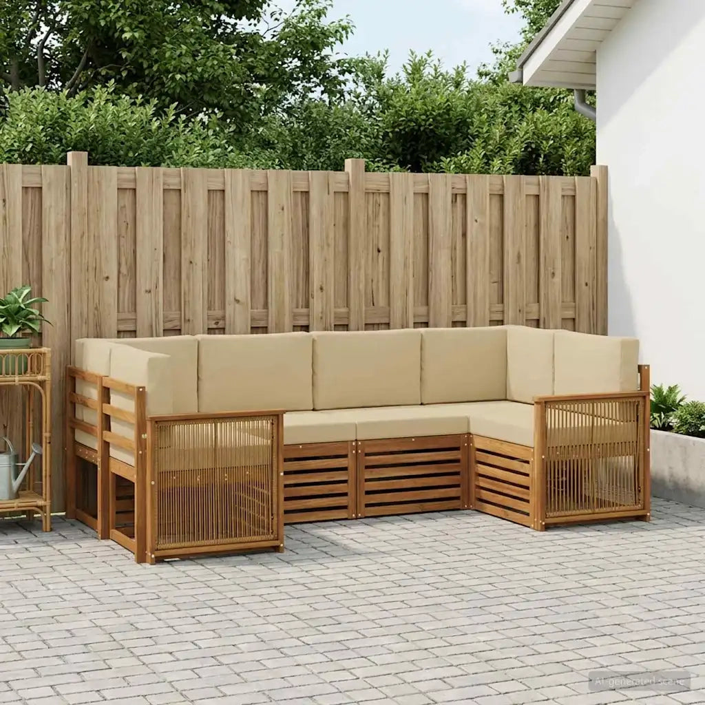 Set divano sezionale con cuscino 5 pcs Naturale 3384779