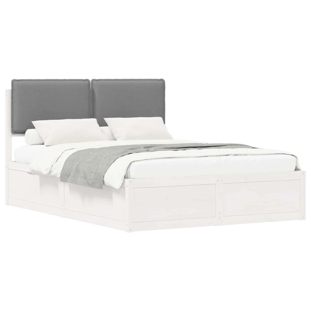 Letto con Testiera Rivestita Grigio chiaro 140 x 190 cm
