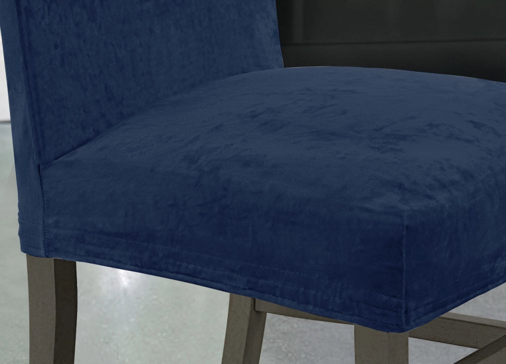 Set 2 Coprisedia Con Schienale Tinta Unita Effetto Velluto Morbidissimo Blu