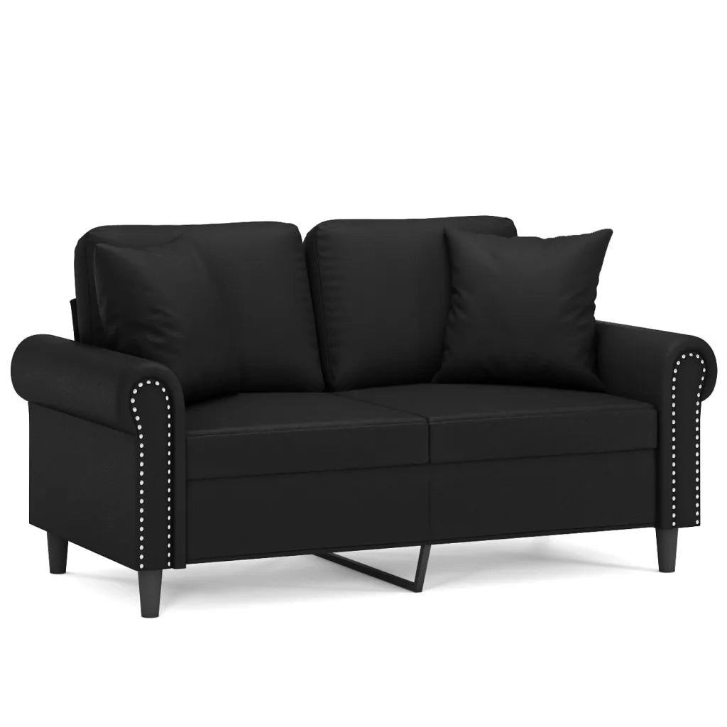 Divano | Divano da soggiorno | Sofa a 2 Posti con Cuscini Nero 120 cm in Similpelle