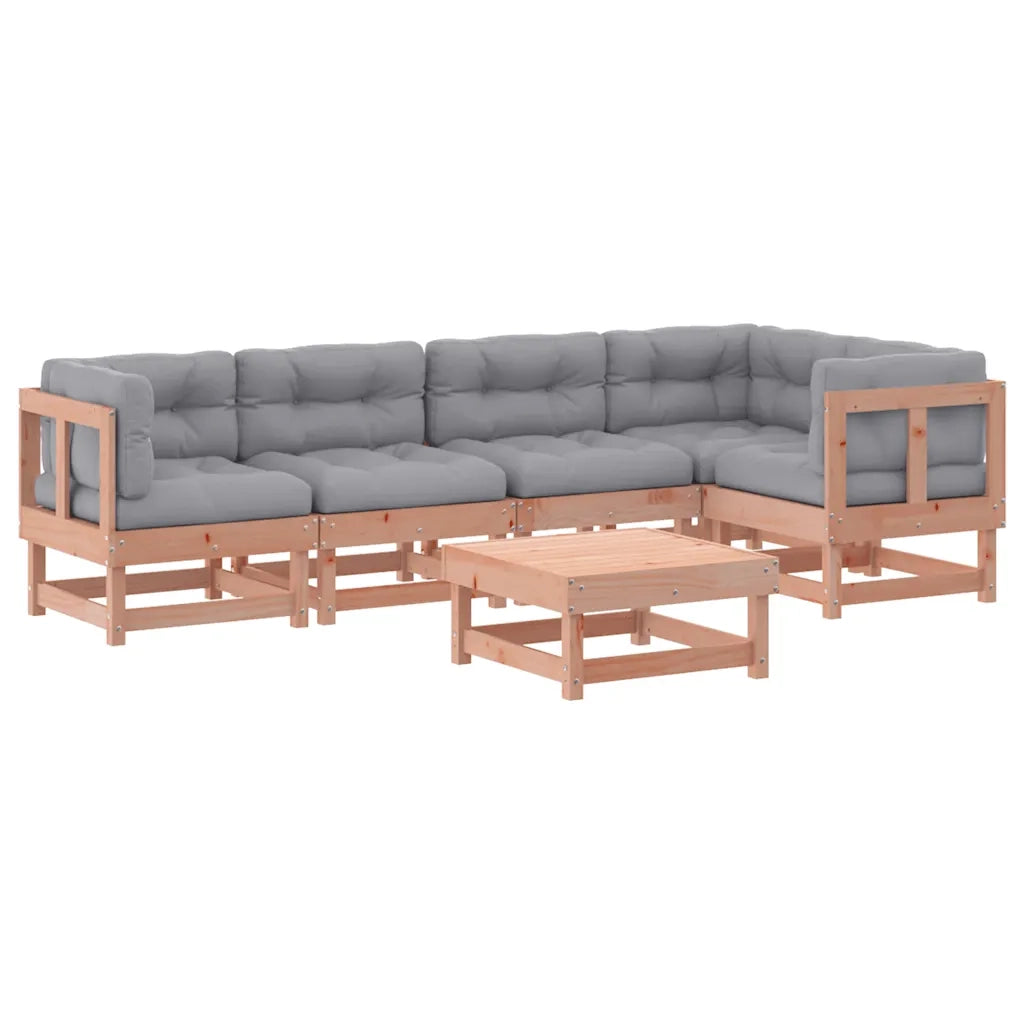 Set Divani Giardino 6 pz con Cuscini Legno Massello di Douglas