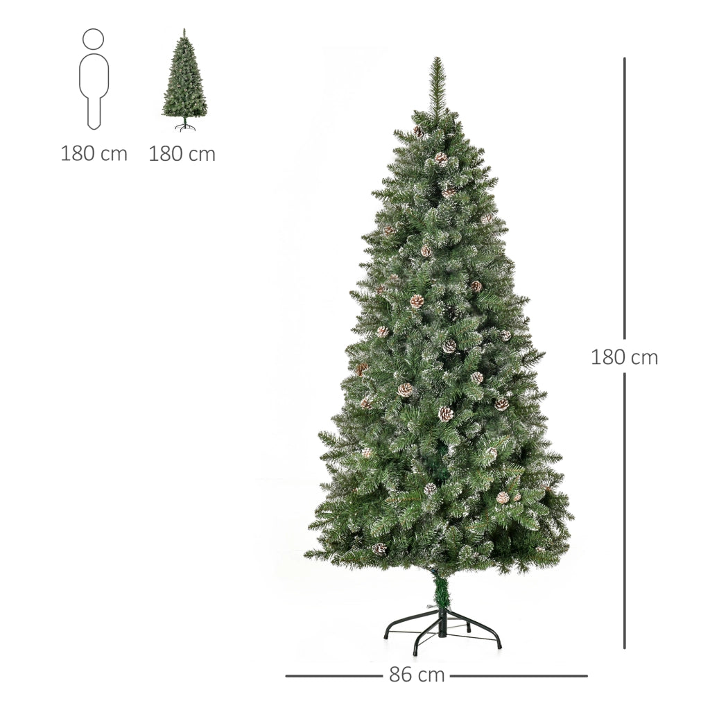 Albero di Natale Artificiale ¨C zephmum ¨C Effetto Neve 180 cm con 50 Pigne e 718 Rami Imitazione Nordmann