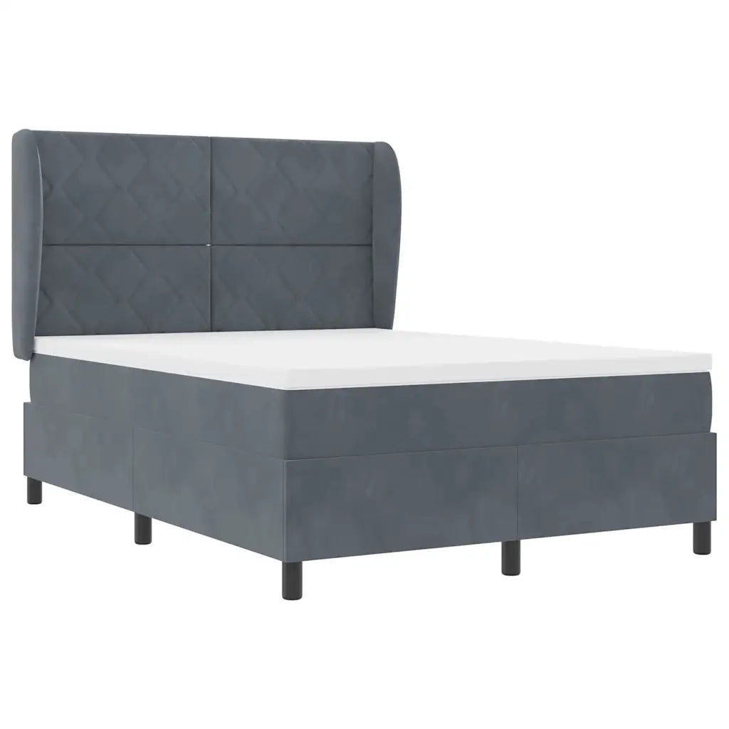 Letto a molle con materasso Grigio scuro 200 x 140 cm Velluto 3340983