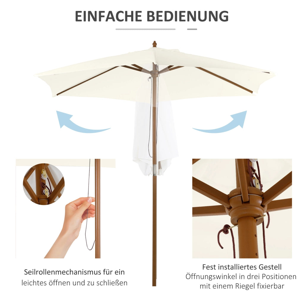 Sonnenschirm ? 250 cm ¨C zephmum ¨C Bambus, Wei?