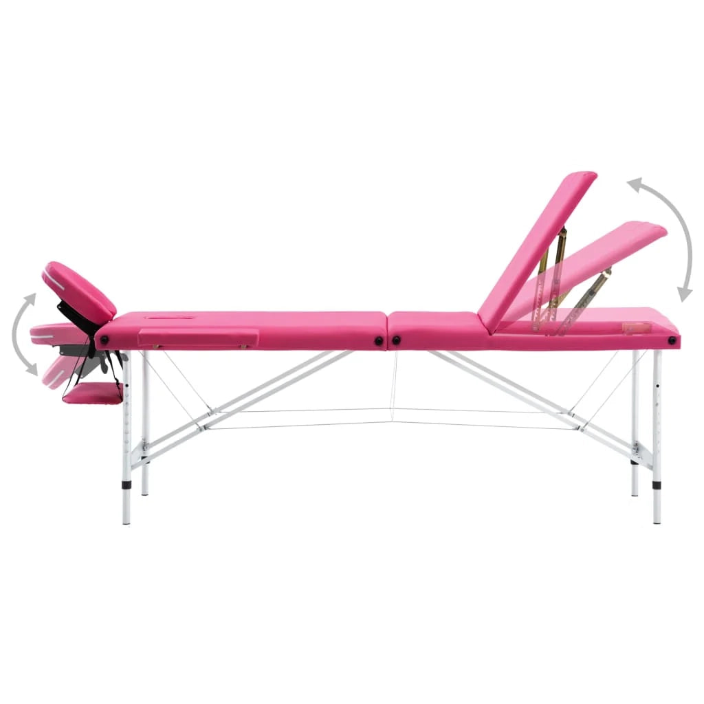 Lettino da massaggio pieghevole a 3 sezioni acciaio inox rosa 02_0001827