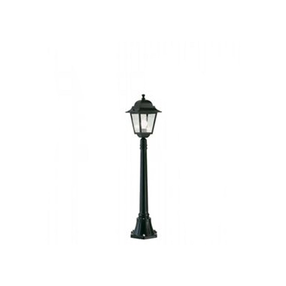 Palo Da Esterno Contemporaneo H114Cm Quadrata Alluminio E Vetro Nero 1 Luce E27