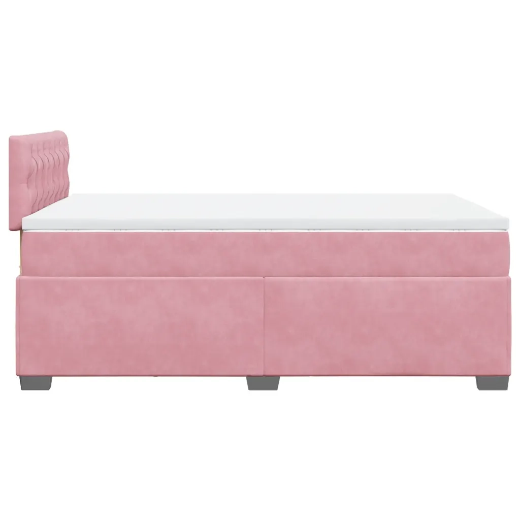 Giroletto a Molle con Materasso Rosa 120x190 cm in Velluto 3286269
