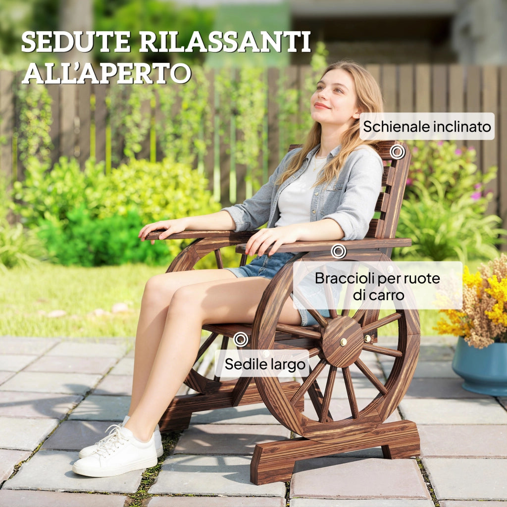 Panca da Giardino 66x55x90 cm Sedia Design Carro in Legno Massello Marrone